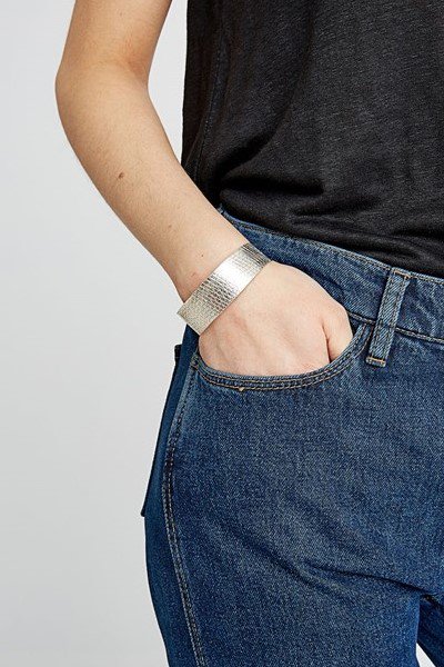 Fair Trade textured cuff in silver