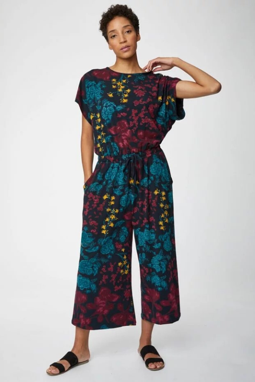 thought flower print jersey bamboo jumpsuit
