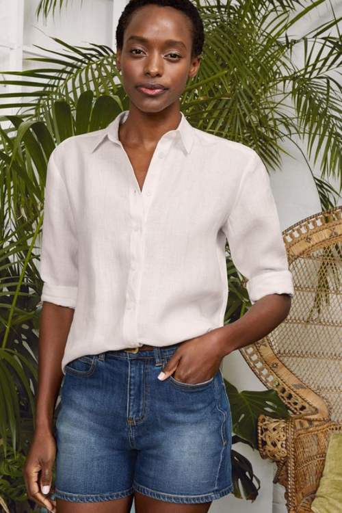 tyra organic cotton denim shorts in washed blue