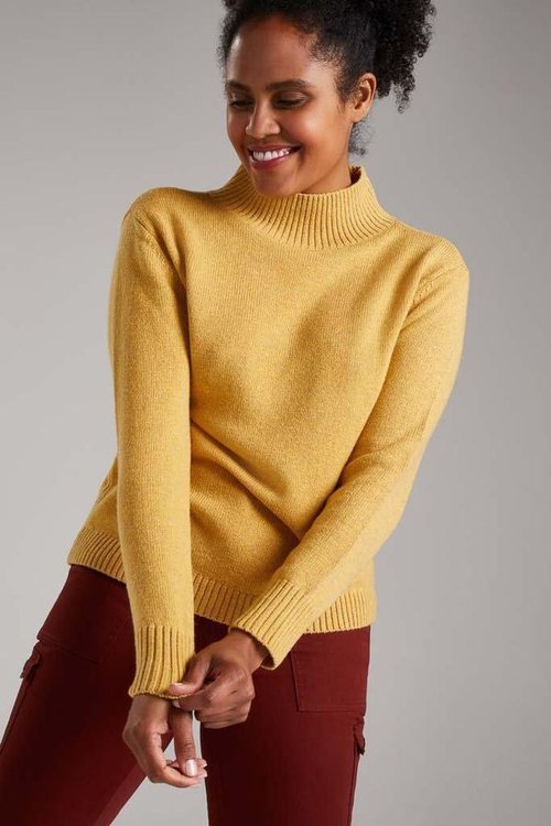ullswater womens merino wool and bamboo jumper in yellow