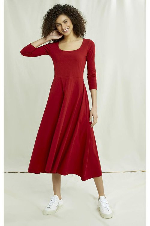 valencia organic cotton dress in red