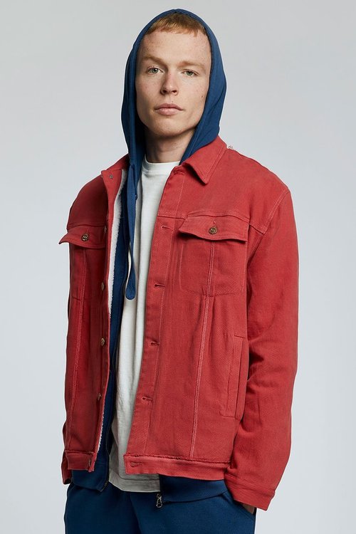 vegan organic cotton jacket for men in dusk cedar