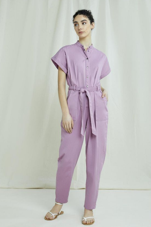 zaida organic cotton jumpsuit in mauve