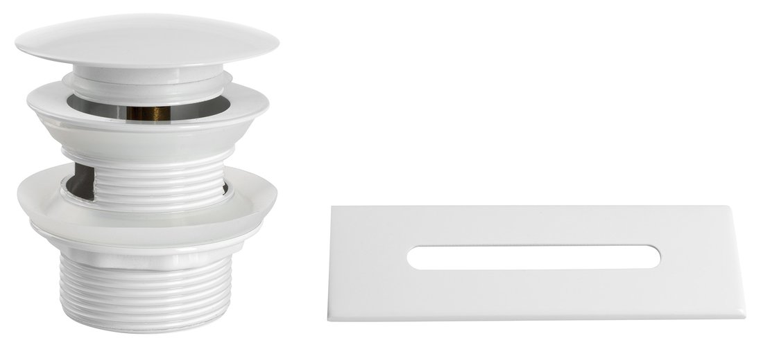 Aqualine vaňová výpusť s krytkou prepadu Click-Clack 1"1/2, biela lesk (TF9005W)