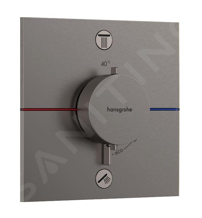 Hansgrohe ShowerSelect Comfort E – termostatická batéria pod omietku na 2 spotrebiče, kefovaný čierny chróm (15572340)