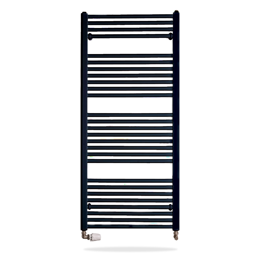 Kúpeľňový rebríkový radiátor Thermal Trend KD 600 x 1320 mm, rovný, čierny mat