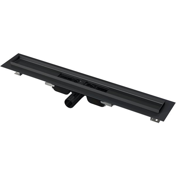 Alcadrain APZ101BLACK Low podlahový žľab 750 mm, čierna matná, s okrajom pre perforovaný rošt