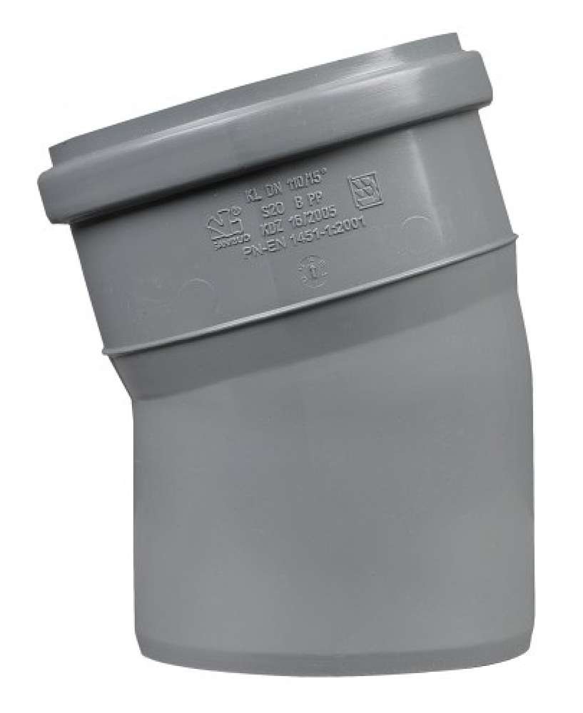 Kanalizačné koleno 110/15° sivé