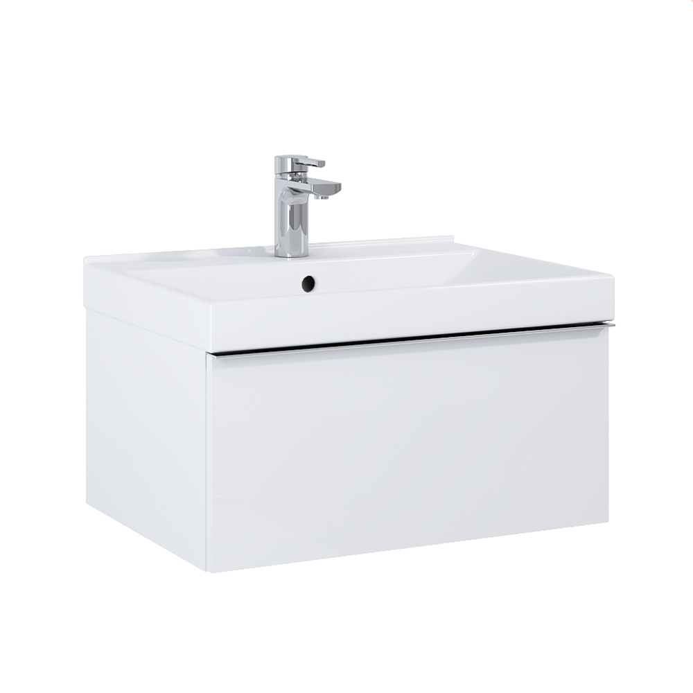 Skrinka pod umývadlo SCARLET 60 cm, 1 zásuvka, biela lesklá