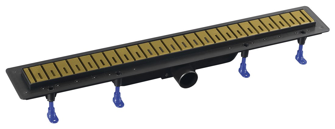 Polysan Klaver Gold lineárny sprchový žľab 81 cm, matná zlatá, s nerezovým roštom (73731GB, DN50)
