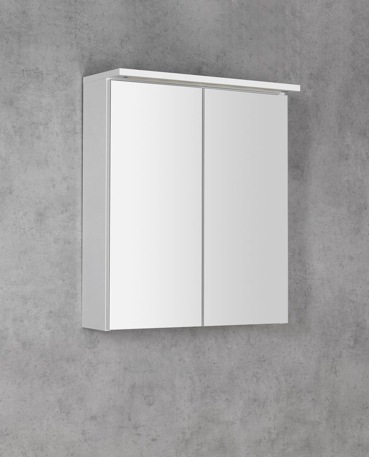 Aqualine KAWA zrkadlová skrinka s LED osvetlením 60×70×22 cm, biela