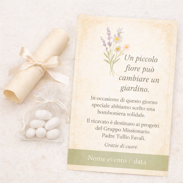 esempio bomboniera solidale evento