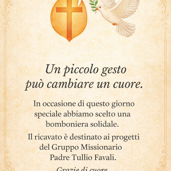 esempio pergamena solidale di beneficenza