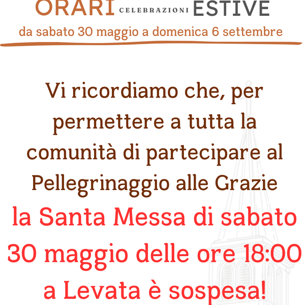 SOSPENSIONE MESSA 3 MAGGIO LEVATA