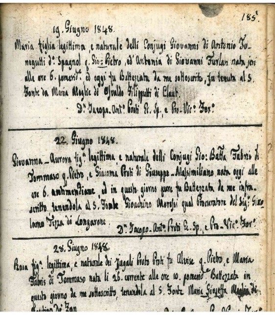 REGISTRO BATTESIMI ANNO 1848