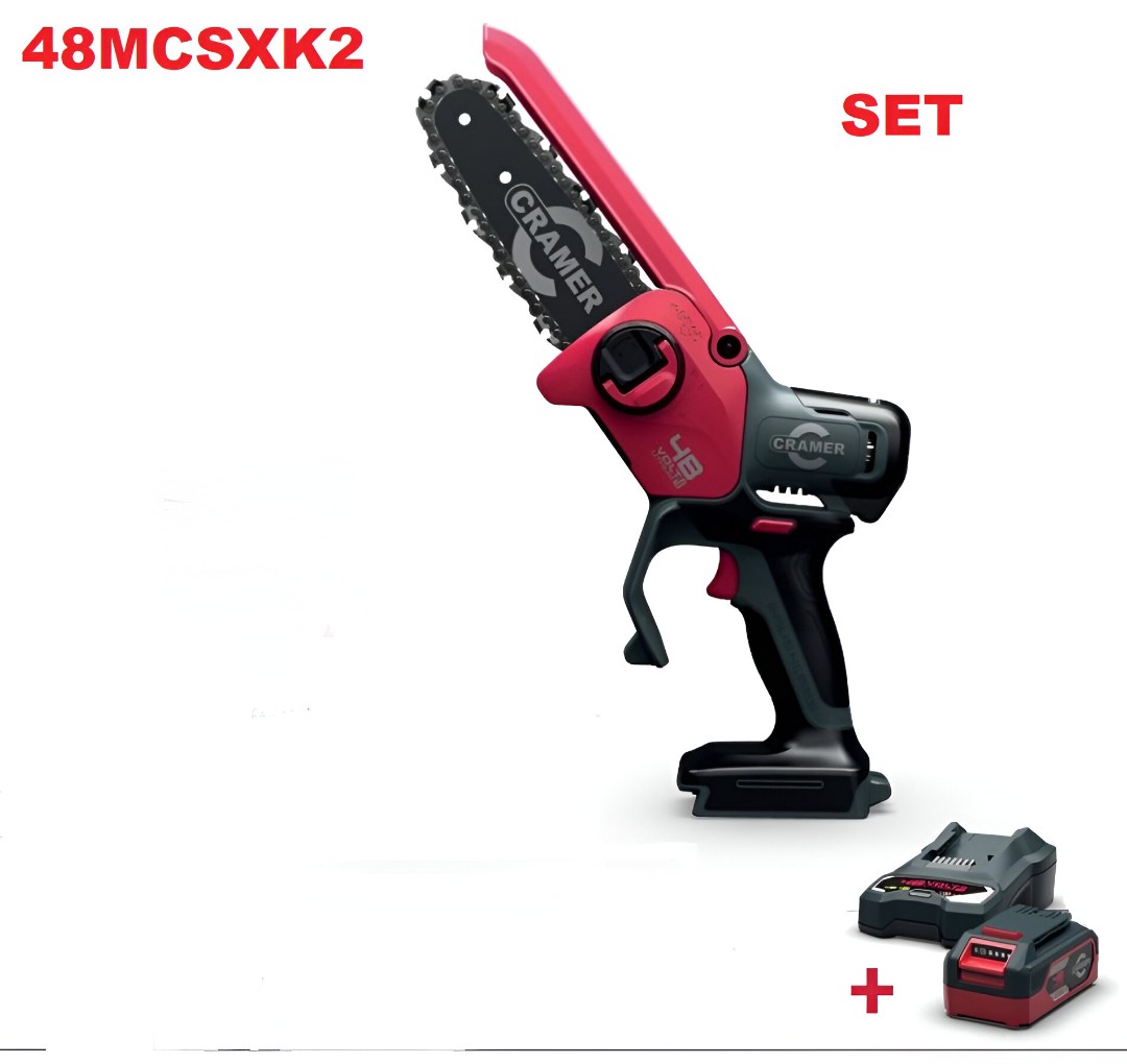 KIT MINI-MOTOSIERRA DE 48V CON ACEITE (INCLUIDO CARGADOR, BOLSA SUAVE) FORESTAL GARDEN