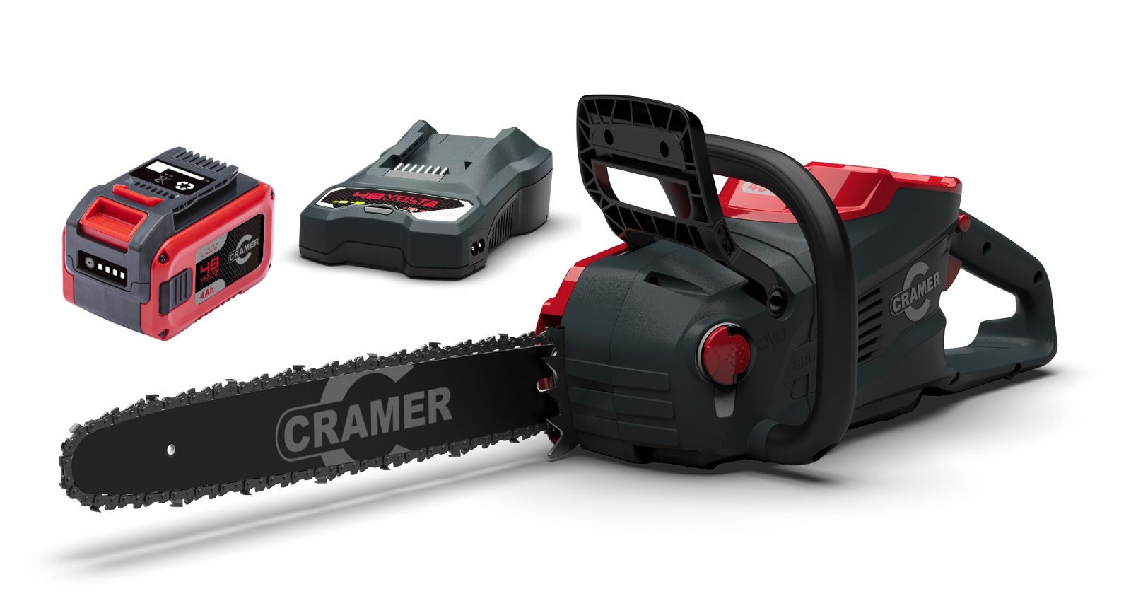 KIT DE MOTOSIERRA DE 48V 36 CM (INCL 1x4Ah, CARGADOR DE UNA RANURA, BOLSA SUAVE) CRAMER