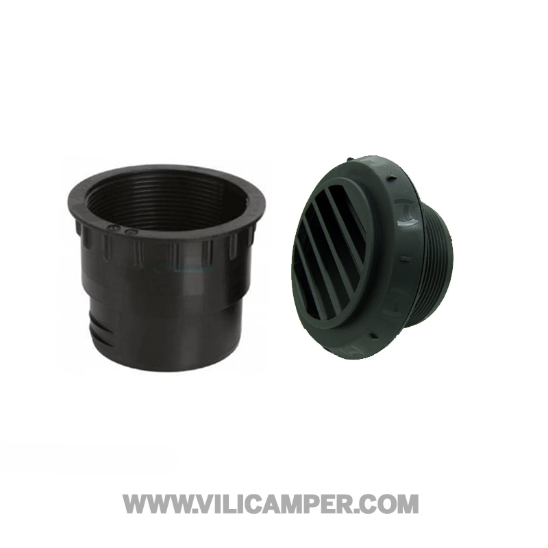 Salida de aire calefacción negra Ø 60 (45º orientable)