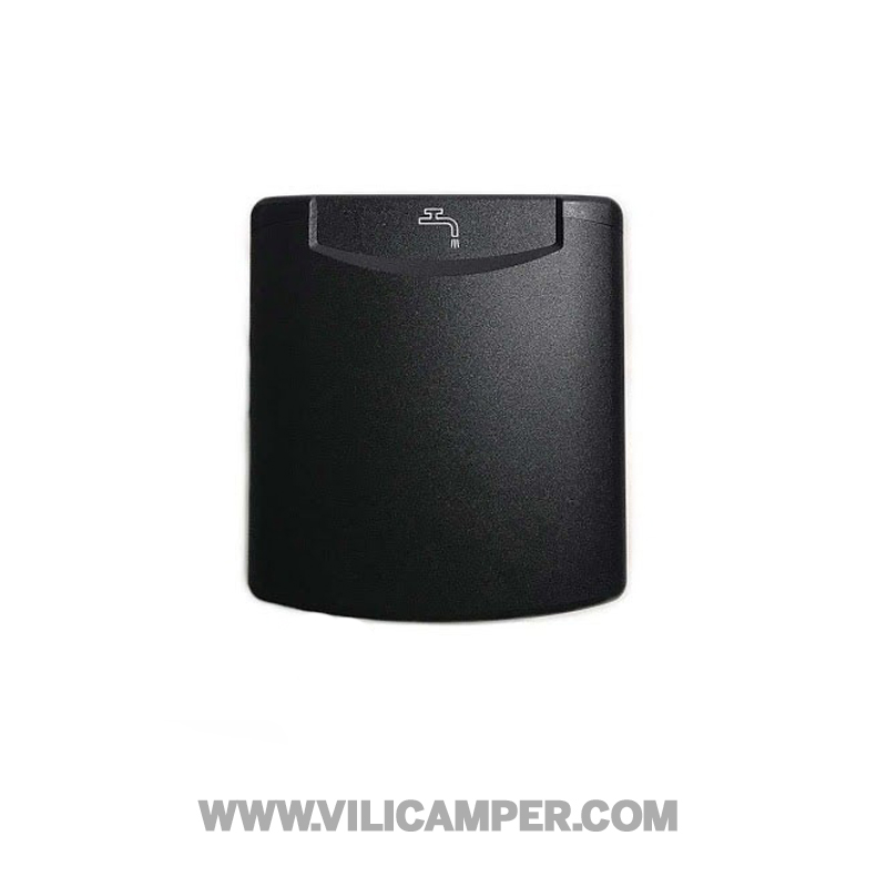 Toma de llenado aguas limpias exterior con tapa magnetica + tapón + llave - Negro