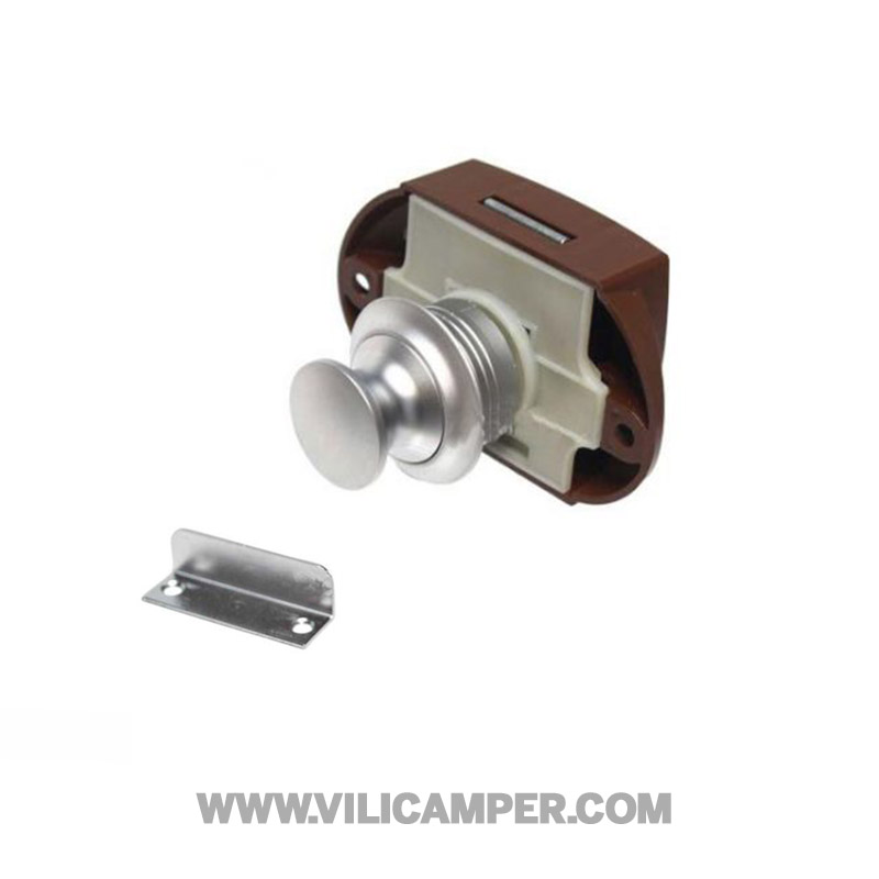 Tirador Puerta con cerradura de Botón - Metalizado