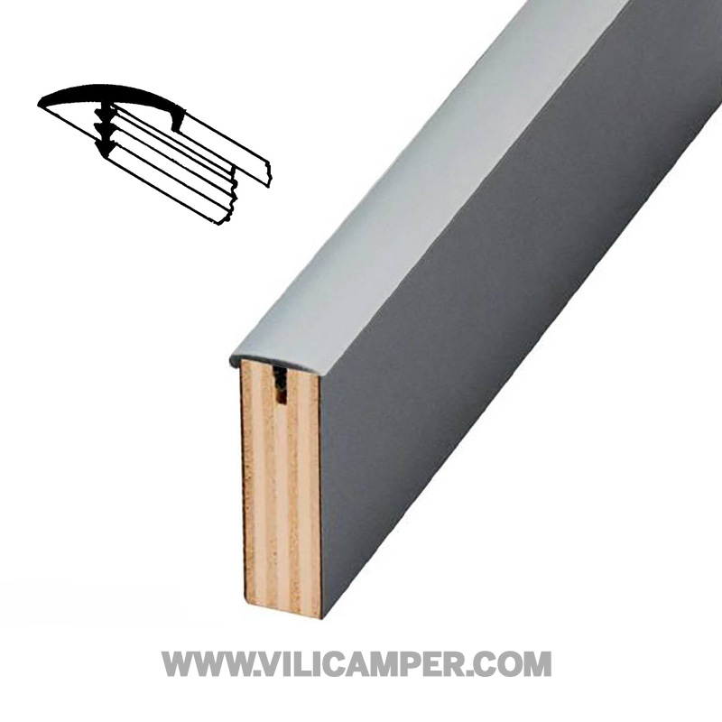 Canto de goma en T semiperfilado gris medio 40 m.