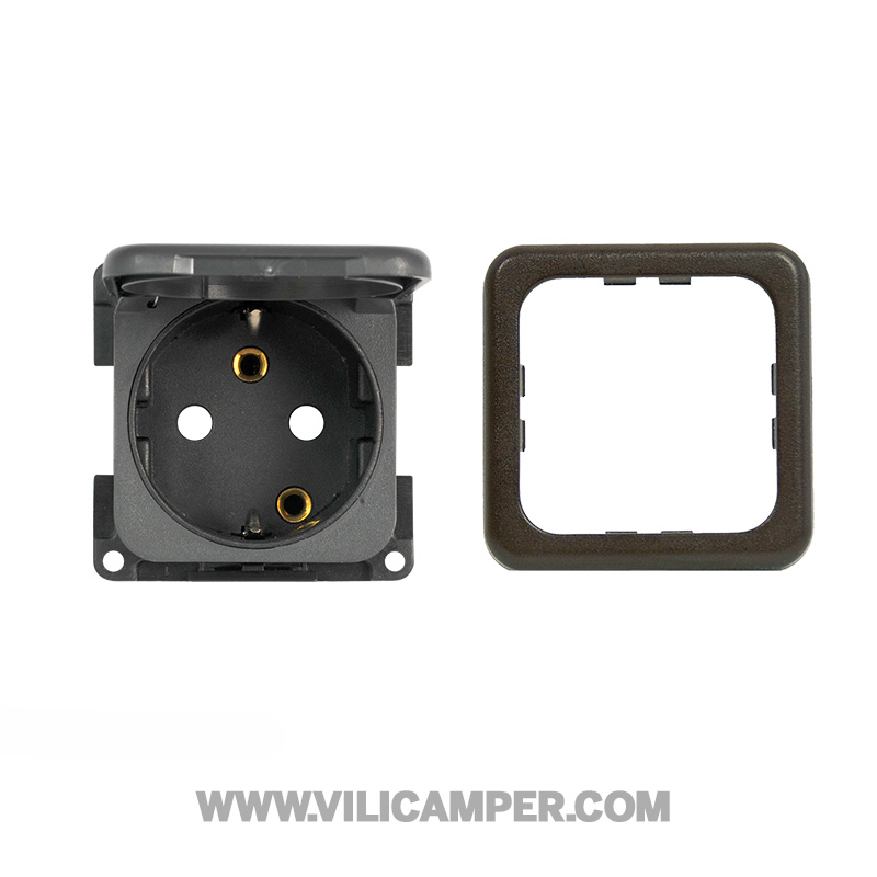 Toma 220V con tapa y marco - Antracita CBE