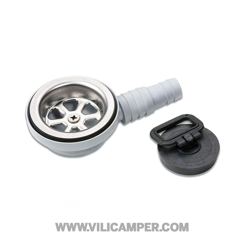 Desagüe 90º 48mm para manguera 25mm con tapón 