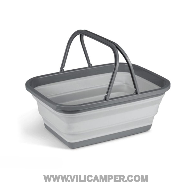 Cesto de lavado plegable gris 38x29x15 cm