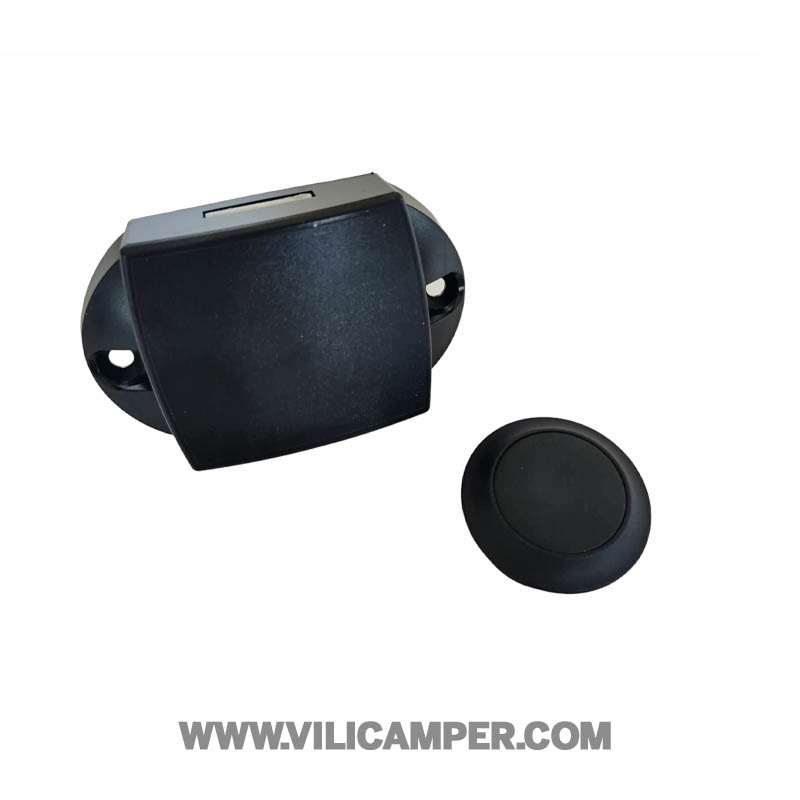 Tirador Puerta con cerradura de Botón - Negro Mate