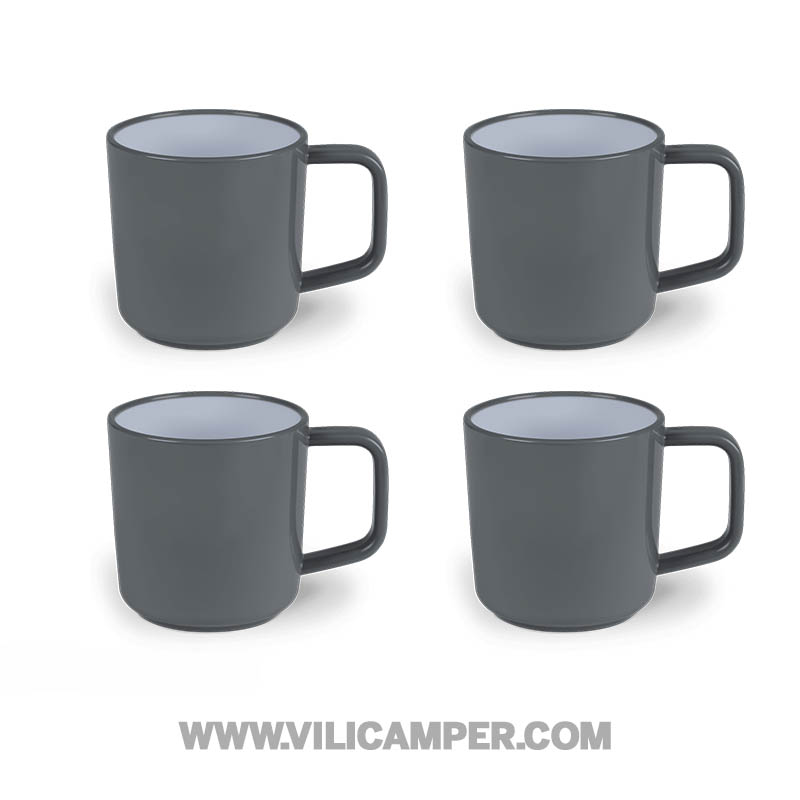 Tazas Kampa Charcoal gris 4 unidades