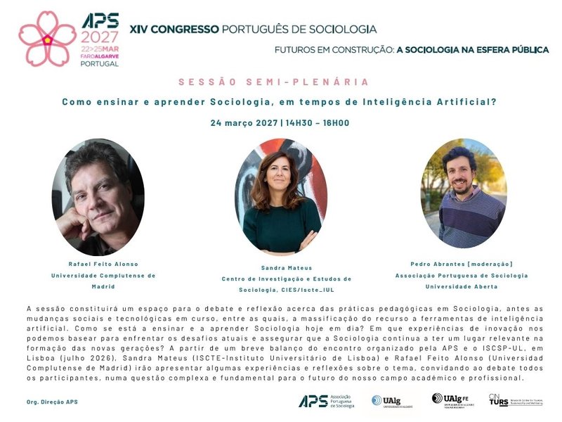 APS2027 - Semi-plenaria Como ensinar e aprender Sociologia, em tempos de Inteligencia Artificial