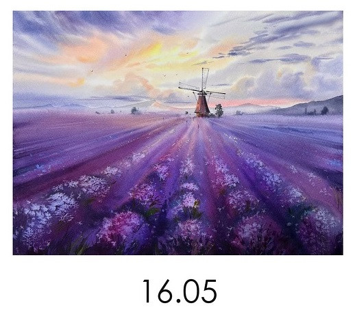 Майстер-клас з малювання "Лавандове поле" - фото Майстер-клас з малювання "Лавандове поле" - фото
