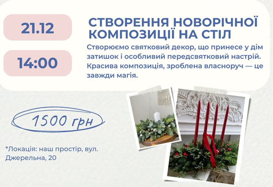 Майстер-клас "Створення новорічної композиції та стіл" - фото Майстер-клас "Створення новорічної композиції та стіл" - фото