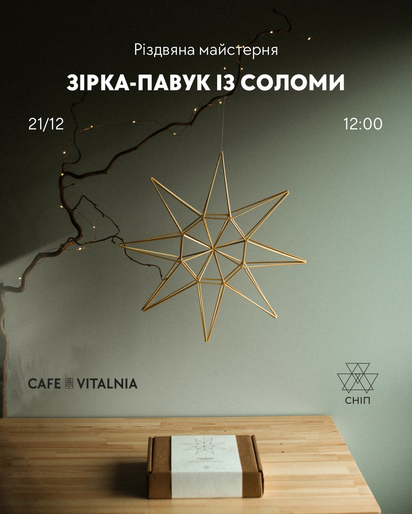 Різдвяна майстерня "Зірка-павук із соломи" - фото Різдвяна майстерня "Зірка-павук із соломи" - фото