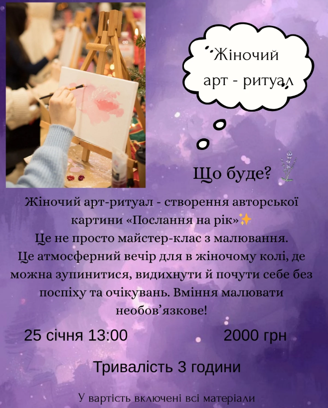 Жіночий арт-ритуал "Створення авторської картини "Послання на рік"