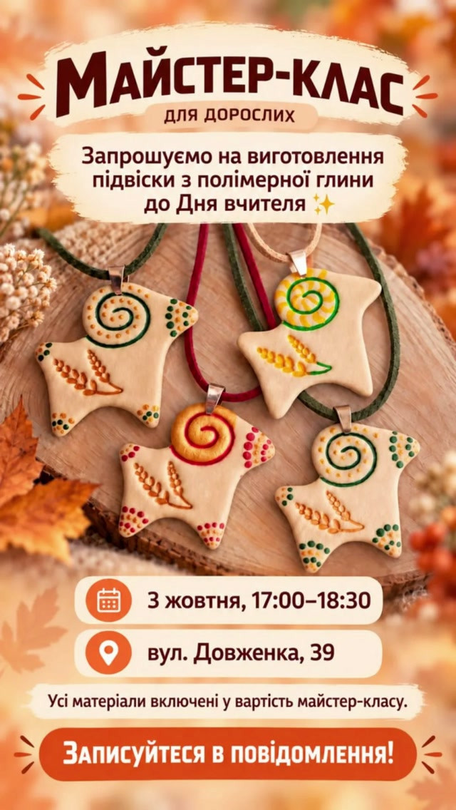 Майстер-клас з виготовлення підвіски з полімерної глини до Дня вчителя