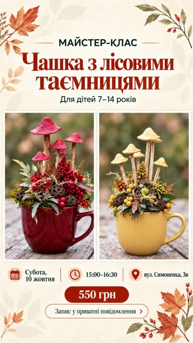 Майстер-клас для дітей "Чашка з лісовими таємницями"