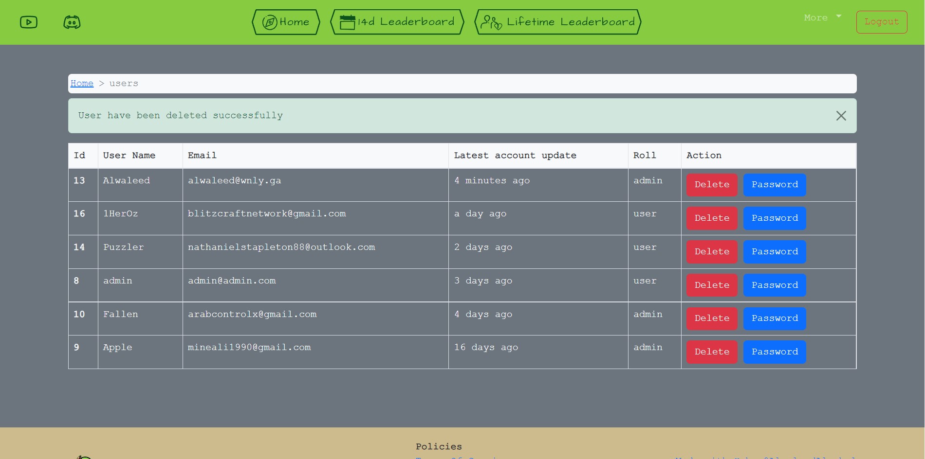 Manage users