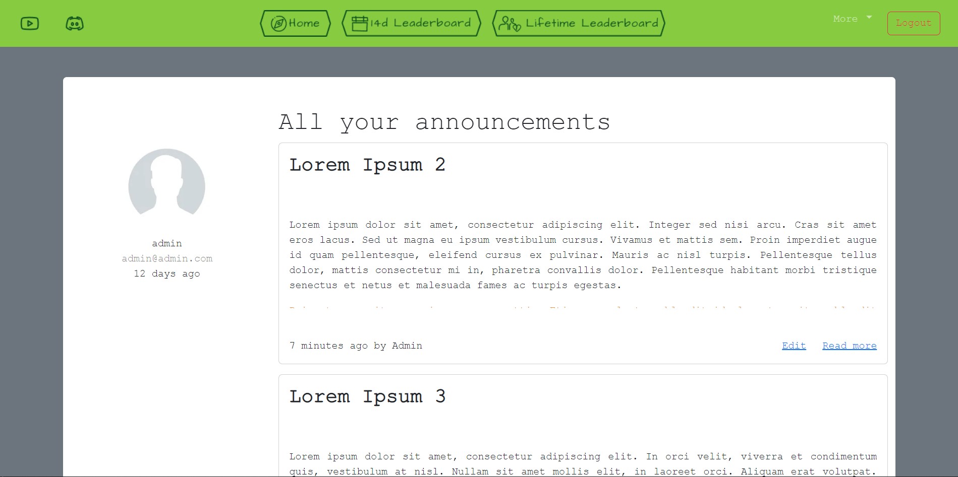 View user activities