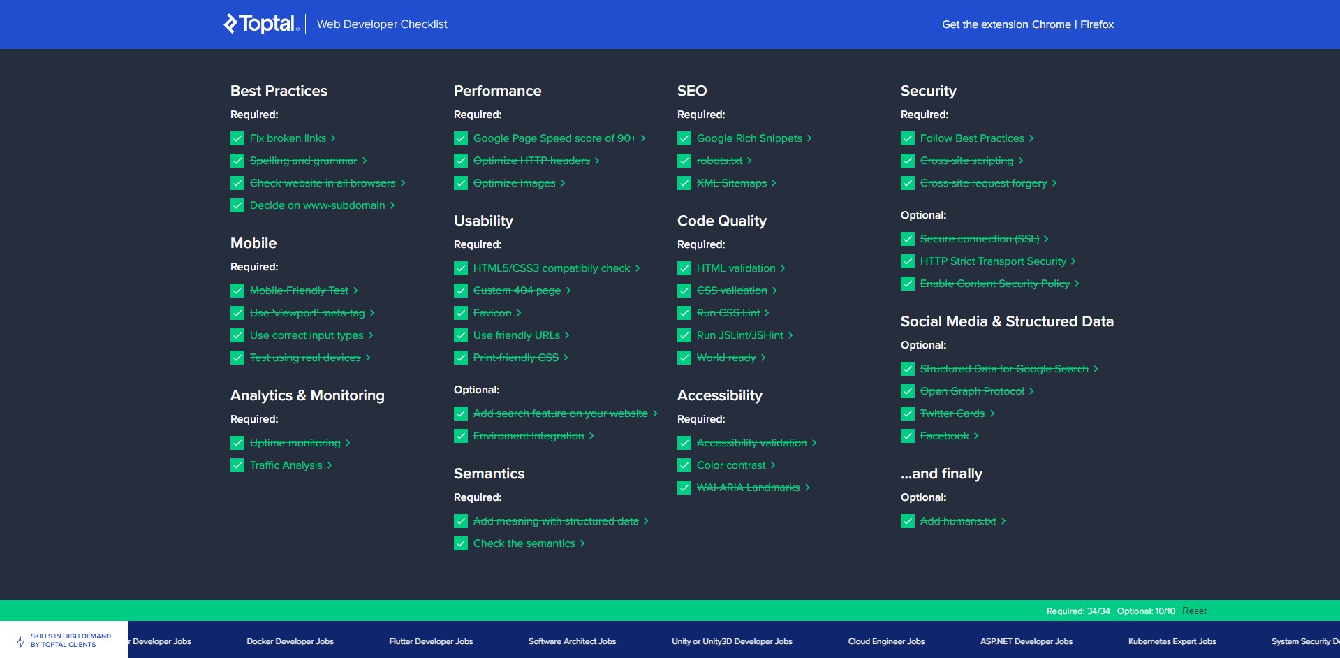 web dev checklist