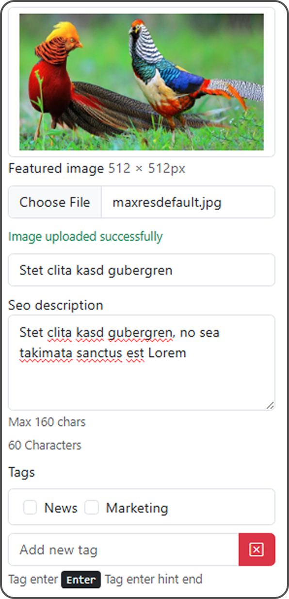 The blog editor sidebar — all per-post SEO controls in one place