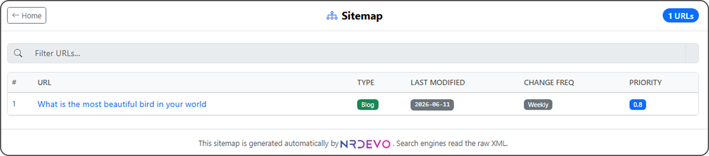 Your sitemap as visitors see it — auto-generated and always current
