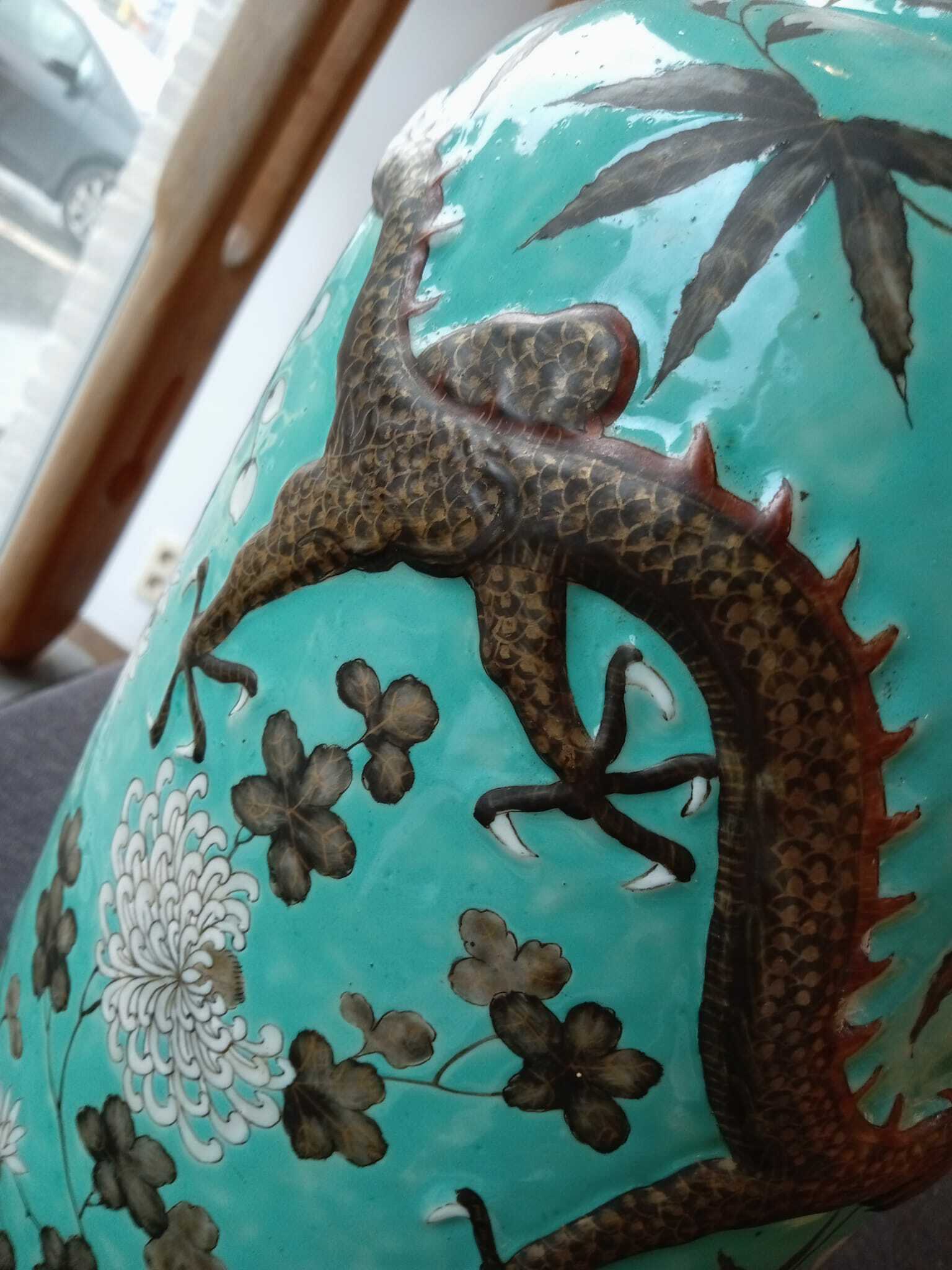 A Chinese Famille Rose Turquoise Ground Dayazhai Style dragons Chasing a-chinese-famille-rose-turquoise-ground-dayazhai-style-dragons-chasing