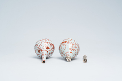 A pair of Chinese iron-red sprinklers with floral design for the Islamic market, Kangxi