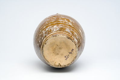 A Chinese stoneware martaban jar with incised design, 19th C.