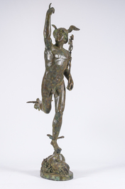Giambologna (1529-1608, naar): Een levensgrote Mercurius, groengepatineerd brons, 20ste eeuw