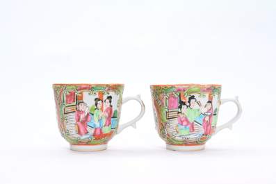 Collection vari&eacute;e en porcelaine de Chine famille rose de Canton &agrave; d&eacute;cor floral et de sc&egrave;nes de palais, 19&egrave;me si&egrave;cle