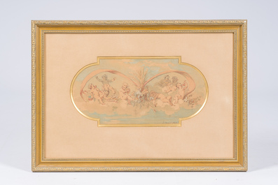 E. Meyer or Meyers (?): Design for a ceiling decoration, mixed media on paper, dated 1879