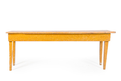 A painted wooden workshop table with four drawers, first half 20th C.