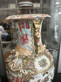 A varied collection of Chinese famille rose and famille verte porcelain with animated scenes and floral design, 18th C. and later